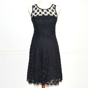 XOXO Black and Sheer Polkadot Retro Cocktail Dress
